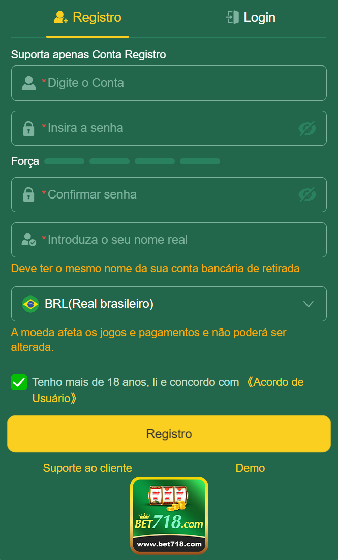 Cadastro rápido e seguro na bet718.com